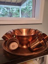Vintage Coppercraft Guild Serving Tray & Punch Bowl & 8 cups set picture