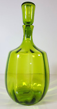 Vintage MCM Blenko Glass 6416 Green Decanter W/Stopper - Joe Myers Optic picture