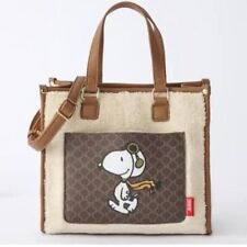 Peanuts Snoopy Tote Bag 9.8” x 10.6” Boa 2way Shoulder Bag Brown Shimamura picture