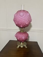 Vintage Fenton Pink Satin Puffy Rose Gone With The Wind Lamp 1950’s Era picture