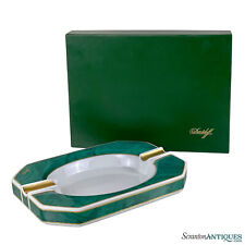 Vintage Davidoff of Geneva Porcelain Green Marbled Cigar Ashtray w/ Box picture