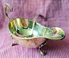 Vintage Silver Plated Gravy/Sauce Boat with footed Base + ladle spoon picture