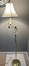 Vintage Brass  Glass Floor Lamp Adjustable  Swing Arm 55” Height Unbranded picture