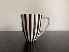 Henri Bendel Brown & White Centennial Stripe Porcelain Signature Mug Cup picture
