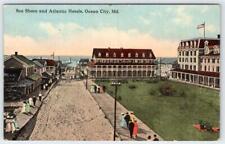 1920's OCEAN CITY MD SEA SHORE & ATLANTIC HOTELS OCEANFRONT BEACH POSTCARD picture