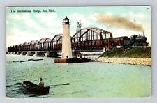 Soo MI-Michigan, International Bridge, Antique Vintage Souvenir Postcard picture