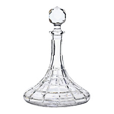 Vintage Captain's Ships Crystal Decanter With Faceted Stopper Clear 11.5