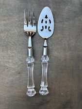 2 Pc Bellamo Stainless Meat Serving Fork & Pie/Cake Server Clear Lucite Handle picture