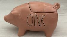 Rae Dunn Oink Pink Pig Ceramic Cookie Jar Canister ~ Farm Line Farmhouse picture