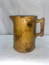 Antique yellow ware Rockingham glaze pitcher 7 in h x 5.25 in c mid-late 19th c. picture