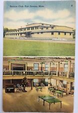 Service Club 1942 Fort Devens Massachusetts MA TICHNOR Linen Postcard picture