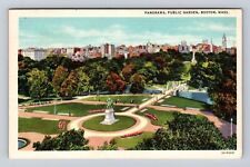 Boston MA-Massachusetts, Aerial Panorama, Public Garden, Vintage c1938 Postcard picture