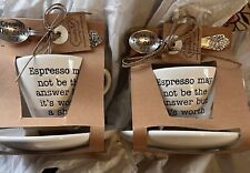 Mud Pie Set of 2 Espresso Coffee Cups With Saucer And Spoon picture