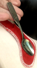 Vtg Red Felt Stocking International Silver Demitasse SPOON Peace on Earth XMAS 1 picture
