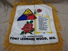 Vint.Military SweetHeart Pillow Case 6th Armored Division Fort Leonard Wood, Mo. picture