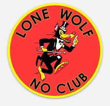 LONE WOLF NO CLUB Retro Vinyl Decal Sticker rat rod, racing, hot rod picture