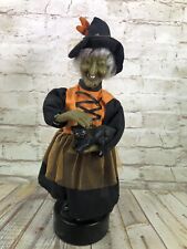 VTG Gemmy standing witch figure, Petting Cat, Animated, Vintage Halloween, works picture