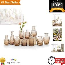 Charming Vintage Etched Glass Bud Vases Set of 10 - Ideal Centerpiece Decor picture