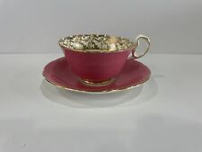 Vintage Aynsley Tea Cup and Saucer Pink w/ Colourful Flowers and Gold Trim/Vines picture