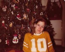 CHRISTMAS GIRL 70's 80's Tree PRETTY YOUNG WOMAN Found Photograph COLOR 31 43 K picture