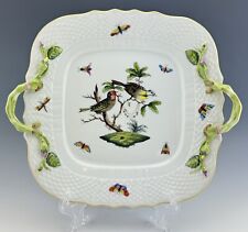 🦋MINT HEREND Rothschild Bird Platter Tray Plate Dish W/ Asparagus Handles picture