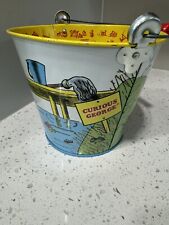 VINTAGE SCHYLLING Curious George Sand Pail 1996 Tin Metal Beach Bucket  picture