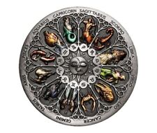 12 Zodiac Signs Embossed Antique Silver Colorful Challenge Coin picture