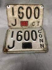 VINTAGE 1956 CONNECTICUT LICENSE PLATES MATCHING PAIR  NUMBER IJ 600 picture