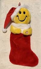 Vintage MTY Internat 21” Plush SMILEY FACE Christmas Stocking: Animated Sound picture