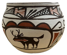 Vintage Bowl Quanita Kalestewa Heart Line Deer in House Zuni Pueblo Pottery picture