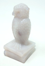 Vintage Degenhart Glass Owl Figurine Purple Marble Lavender Slag Opal #305 picture