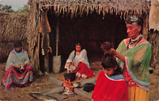 Miami FL Florida, Seminole Indian Women in Traditional Dress, Vintage Postcard picture
