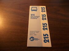 MARCH 1980 CHICAGO RTA ROUTE 215 OLD ORCHARD/HOWARD SERVICE BUS SCHEDULE picture