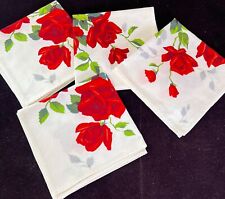 Vintage 1940s - 50s Set of 4 Napkins with Roses NWOT  XX949 picture