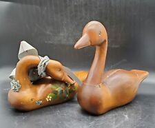 Set/2 Vintage Wooden Wood Hand Painted Ducks Woodzels By Wetzels Signed  picture