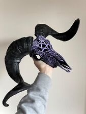 Real ram skull with hand carving heartagram gothic decor picture