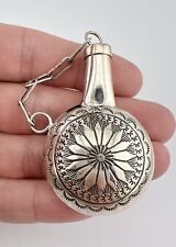 Vintage Navajo Sterling Silver Stamped Tobacco Flask Canteen 14.8g - 2 3/8