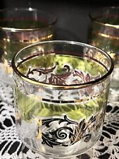 Vintage 1970 Ball Avocado Green And 22k Gold Pedestal High Ball Glasses picture