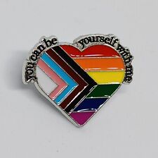 LGBT Rainbow Heart Love You Can Be Yourself With Me Gay Lesbian Brooch Lapel Pin picture