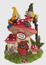 Blue Sky Gnome Mushroom Garden Cottage Tea Light Candle House Auth Retailer NEW picture