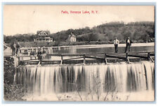 1912 Crowd Viewing Scene Falls Kenoza Lake New York NY Antique Posted Postcard picture