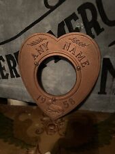 RARE 1958 CAST ALUMINUM Heart Your Name Funeral LAKE SHORE MARKERS /ERIE Pa. picture