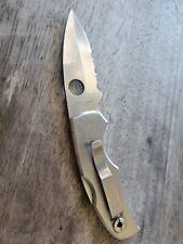 Spyderco Native 2 Rare SS Stainless Steel Aus 10 Serrated Blade Vintage picture