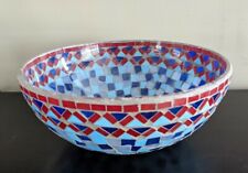 VINTAGE Blue and Red Large Glass Decorative Serving Bowl by  Pier 1 Imports picture