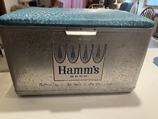 Hamm’s Beer Rare Vintage 1960’s Aluminum Cooler With Blue Cushioned Seat picture