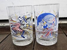 Vintage Mickey and Goofy Disney 25th Anniversary Glasses Epcot Typhoon McDonalds picture