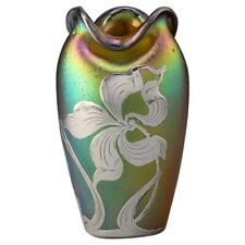Loetz Candia Silberiris Glass Vase with Silver Overlay picture