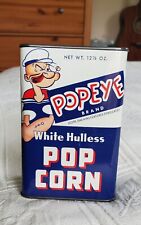 Mint Full, Vintage POPEYE WHITE Popcorn Tin 12.5 Oz, Unopened, Copr. 1949 picture