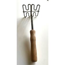 Vintage Wood-handle Potato Masher Heavy Twisted Wire, Primtive Handle Shows Use picture