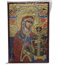 Mother of God Everlasting Rose Greek Handpainted Byzantine Icon picture